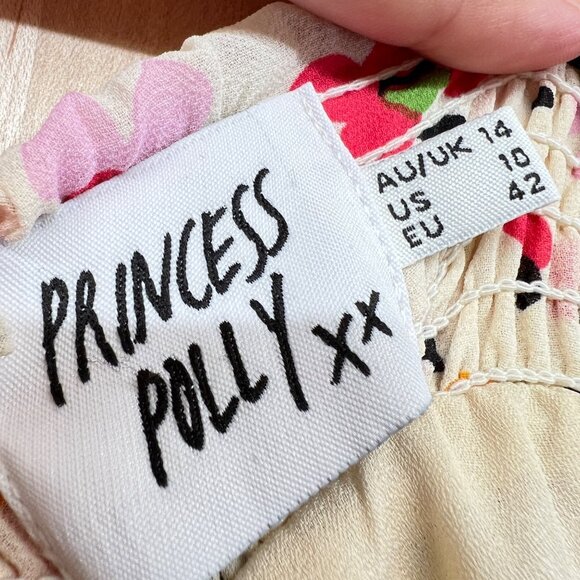 Princess Polly Karla Printed Tie Mini Dress Cream Multicolor Size 10 - Picture 9 of 12